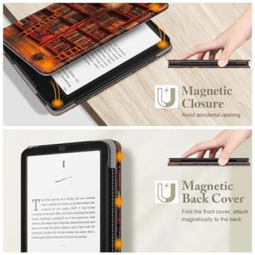 Fintie Case for 7"/6.8" Kindle Paperwhite(12th/11th Generation-2024/2021) and Kindle Colorsoft Signature Edition -Slim Foldable Stand Cover Auto Wake/Sleep for Paperwhite 2024, Library
