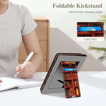 Fintie Case for 7"/6.8" Kindle Paperwhite(12th/11th Generation-2024/2021) and Kindle Colorsoft Signature Edition -Slim Foldable Stand Cover Auto Wake/Sleep for Paperwhite 2024, Library