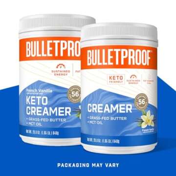 Bulletproof French Vanilla Creamer, 29.6 Ounces, Keto Coffee Creamer with MCT Oil and Grass-Fed Butt...