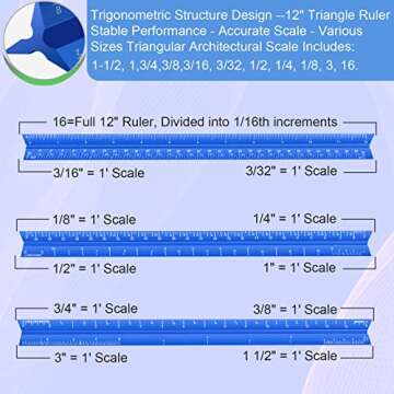 12'' Aluminum Architectural Scale Ruler for Professionals