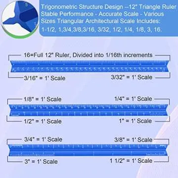 12'' Aluminum Architectural Scale Ruler for Professionals