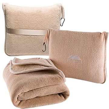 BlueHills Premium Soft Travel Blanket Pillow Airplane Blanket Packed in Soft Bag Pillowcase with Han...