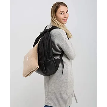 BlueHills Premium Soft Travel Blanket Pillow Airplane Blanket Packed in Soft Bag Pillowcase with Hand Luggage Belt and Backpack Clip, Compact Pack Large Blanket for Any Travel (Beige T005)