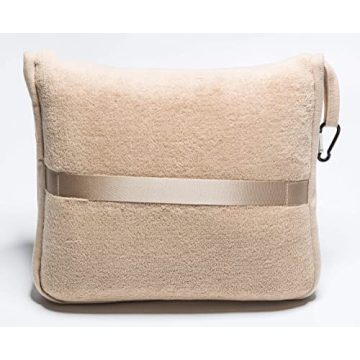 BlueHills Premium Soft Travel Blanket Pillow Airplane Blanket Packed in Soft Bag Pillowcase with Hand Luggage Belt and Backpack Clip, Compact Pack Large Blanket for Any Travel (Beige T005)