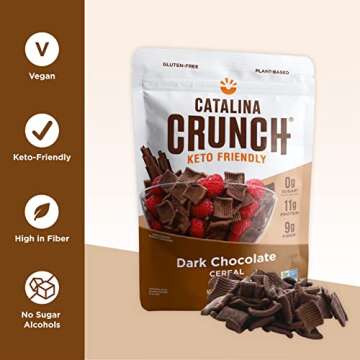 Catalina Crunch Dark Chocolate Cereal | Low Carb, Sugar Free, Gluten Free | Vegan, Plant Based Protein | Breakfast Protein Cereals | Keto Friendly Food