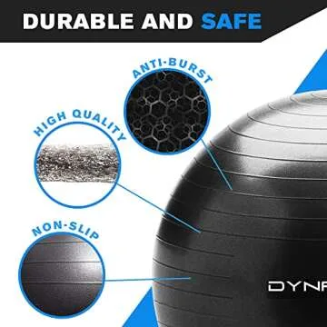 DYNAPRO Exercise Ball - Durable Anti-Burst Stability Ball for Home or Office