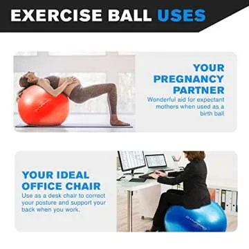 DYNAPRO Exercise Ball with Anti-Burst Material and Pump
