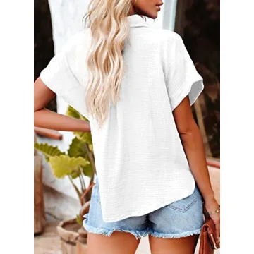 Stylish Dokotoo Cotton V-Neck Button Down Shirt for Women