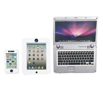 3 Pack Dollhouse Mini Laptop Tablet and Smart Phone Scene Computer Simulation Accessories for Doll 1/6 1/12 Miniatures Silver