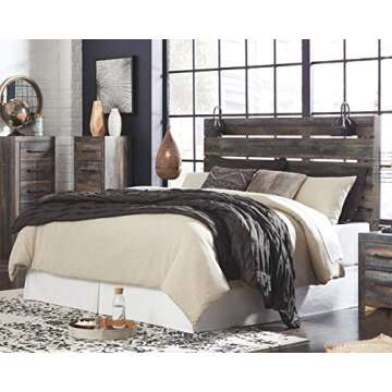 Signature Design by Ashley Drystan Rustic Panel Headboard ONLY with USB Charging Stations, King, Bro...