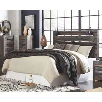 Signature Design by Ashley Drystan Rustic Panel Headboard with USB Charging Stations, King Size, Bro...