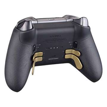 eXtremeRate 4 pcs Metal Gold Stainless Steel Paddles, Replacement Parts Video Games Accessories Kits Interchangeable Hair Trigger Locks for Xbox One Elite, Xbox Elite Seies 2 & Elite 2 Core Controller