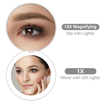 Compact LED Makeup Mirror with Adjustable Brightness