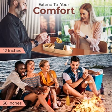 Similex Indoor S'Mores Kit - Beech Wood Tabletop Smores Maker with 4 Roasting Sticks, Concrete Fire Pit Bowl & Fire Extinguisher Cover - Smores Maker Tabletop Indoor, Perfect for Sleepovers