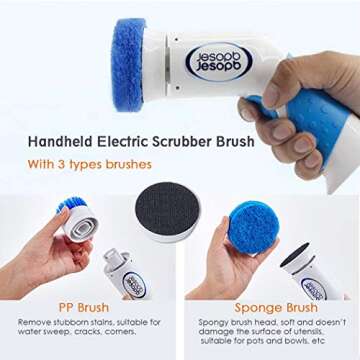 N/C Electric Scrubber Brush for Cleaning Tiles, Dishes, Pots, Sink, Lampblack, Bathtub, Windows, Cor...
