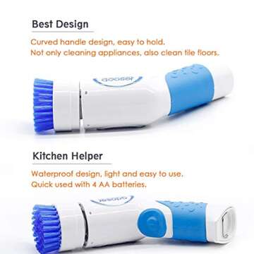 N/C Electric Scrubber Brush for Cleaning Tiles, Dishes, Pots, Sink, Lampblack, Bathtub, Windows, Cordless Handheld Power Spin Scrubber Brushes for Kitchen Bathroom Washing with 3 Types Heads