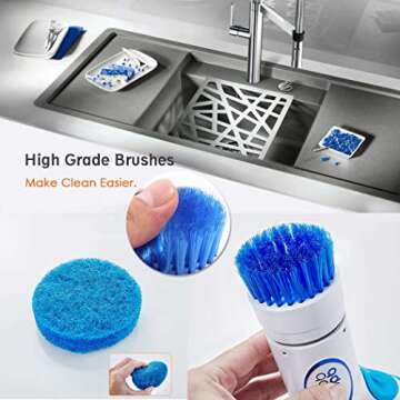N/C Electric Scrubber Brush for Cleaning Tiles, Dishes, Pots, Sink, Lampblack, Bathtub, Windows, Cordless Handheld Power Spin Scrubber Brushes for Kitchen Bathroom Washing with 3 Types Heads