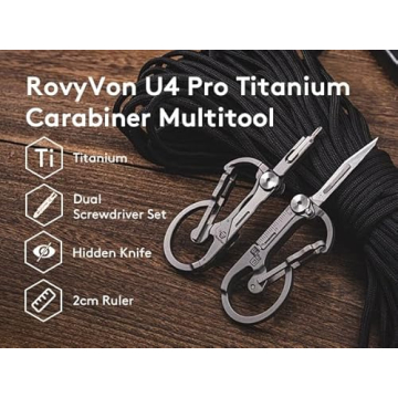 RovyVon U4 Pro+ Titanium Carabiner Multitool Keychain