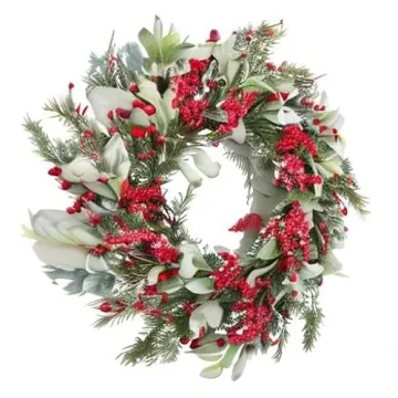 Skrantun 20 Inch Artificial Christmas Wreath for Home Decor