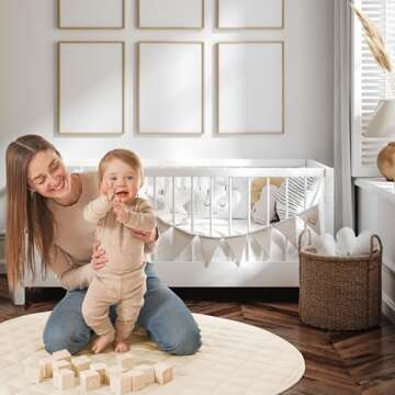 Stylish Baby Play Mat - Soft Cotton Crawling Mat Creates a Great Play Gym Area for Your Baby Boy or Girl - The Perfect Foldable Tummy Time Floor Playmat That Fits Nicely with Any Kids Playroom Decor