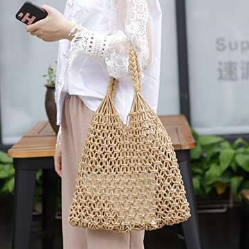 Exquisite Nice Pies Women's Beach Straw Handbag - Eco-Friendly Woven Tote
