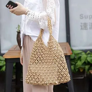 Exquisite Nice Pies Women's Beach Straw Handbag - Eco-Friendly Woven Tote