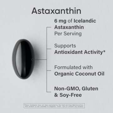 Sports Research Triple Strength Astaxanthin Supplement (6mg) with Organic Coconut Oil for Antioxidan...