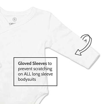 Baby Side Snap Bodysuit Set, 100% Cotton Boy Girl Unisex Kimono Onesie, 4 Pack (White - Long Sleeve, 0-3 Months)