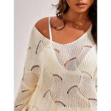 MakeMeChic Plus Size Crochet Cover Up - Beach Dress