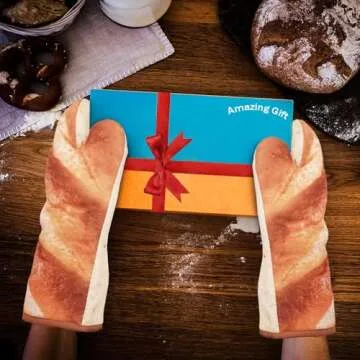 Funny Oven Mitts, Baguettes and Burritos Cotton Oven Golves, Unique Gifts for Men Women, Christmas, Birthday, Anniversary