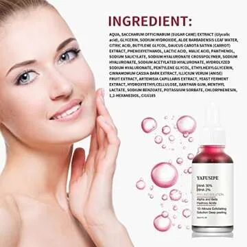 YAFUSIPE AHA 30% + BHA 2% Peeling Solution Exfoliating Chemical Skin Peel for Face at Home Facial Mask Red Peel BHA Liquid Exfoliant Acid Peels Salicylic Acid Exfoliators 1Floz