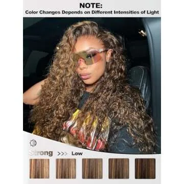 AUROO Honey Blonde Highlight Deep Wave Bundles with Frontal Closure, 10A Thick Tracks Deep Wave 13x4 Ear to Ear Lace frontal and 3 Bundles Virgin Hair 4/27 Ombre Brown Curly Bundles 10 12 14 + 10 Inch