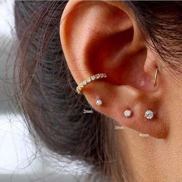 3mm Tiny CZ Screw on Flat Back Stud Earrings,Gold Plated Flat Back Cubic Zirconia Earrings for Helix Cartilage Tragus Earlobe Piercing Jewelry Gift for Women Men(3mm CZ, Gold)