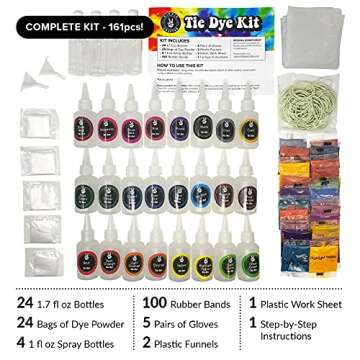 Premium Tie Dye Kit, DIY Tie Dye Kits for Adults and Kids, 24 Non-Toxic Powder Colors, Rich and Pastel Shades, Fabric and Shirt Decorating Supplies for Parties or Groups