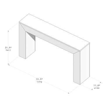 Plank+Beam Grand Console Table, 56 Inch Solid Wood Modern Sofa Table, Narrow Entryway Table for Hall...