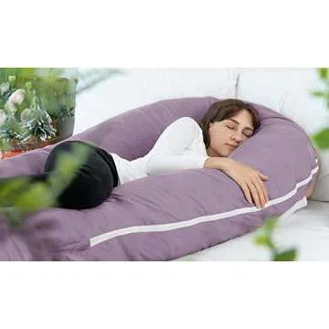 Meiz U Shaped Pregnancy Pillows for Sleeping, 65" Maternity Pillow for Full Body Support, Cooling Pr...