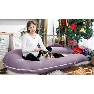 Meiz U Shaped Pregnancy Pillows for Sleeping, 65" Maternity Pillow for Full Body Support, Cooling Pregnancy Pillow with Jersey Cover, Purple
