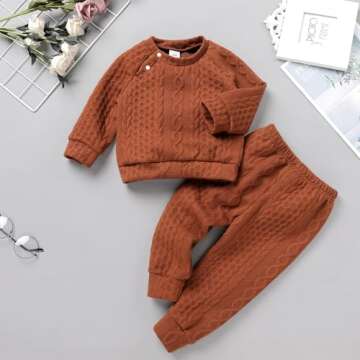 Baby Fall Winter Outfit Knitted Sweatshirt Top with Pants Coming Home Birthday Casual Clothes Set for Boys Girls
