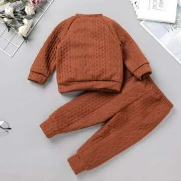 Baby Fall Winter Outfit Knitted Sweatshirt Top with Pants Coming Home Birthday Casual Clothes Set for Boys Girls