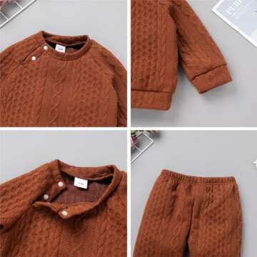 Baby Fall Winter Outfit Knitted Sweatshirt Top with Pants Coming Home Birthday Casual Clothes Set for Boys Girls