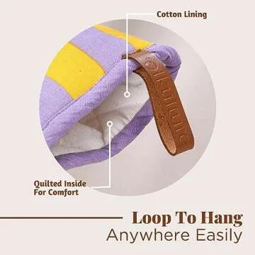 Folkulture Mini Oven Mitts Heat Resistant 5.75" x9", Set of 2 Short Oven Mitts with Hanging Loop, 100% Cotton Oven Gloves or Kitchen Mittens, Small Oven Mitt Set or Silicone Oven Mit