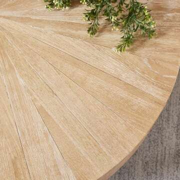 Gexpusm Round Wood Coffee Tables for Living Room, Farmhouse Circle Coffee Table, Rustic Mid Century Wooden Coffee Tables for Apartment, Easy Assembly (Only Coffee Table, 31.50" Dx31.50 Wx14.29 H)