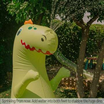 Float Joy Sprinkler for Kids Outdoor Play Water Sprinkler Inflatable 5.5ft Giant Dinosaur T-REX Great Gift for Kids and Adults Water Toy for Pool Party Decorations Summer Yard Party
