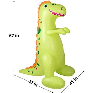 Float Joy Sprinkler for Kids Outdoor Play Water Sprinkler Inflatable 5.5ft Giant Dinosaur T-REX Great Gift for Kids and Adults Water Toy for Pool Party Decorations Summer Yard Party