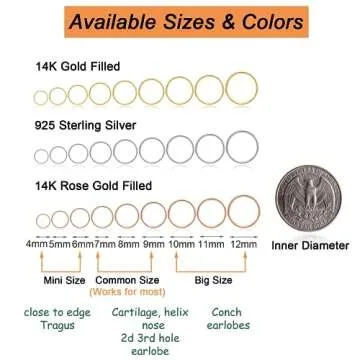 14K Gold Filled Small Gold Hoop Earrings for Women Men, Tiny Thin Huggie Hoop Earrings, Cartilage Earring Tragus Helix Piercing Jewelry Nose Rings Hoops, 7mm 22 Gauge