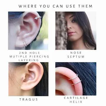 14K Gold Filled Small Gold Hoop Earrings for Women Men, Tiny Thin Huggie Hoop Earrings, Cartilage Earring Tragus Helix Piercing Jewelry Nose Rings Hoops, 7mm 22 Gauge