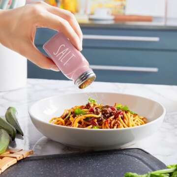 Pink Salt and Pepper Shakers Set - Pink Kitchen Decor and Accessories - Cute Glass Salt Shaker for Kitchen and Table, RV, Camp,BBQ