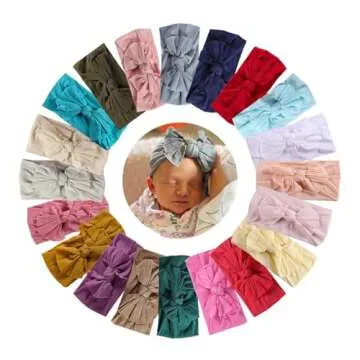Mookiraer Baby Girls Headbands with Bows Handmade Hair Accessories Stretchy Hairbands for Newborn In...
