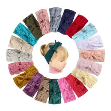 Mookiraer Baby Girls Headbands – 20 Soft Stretchy Bows