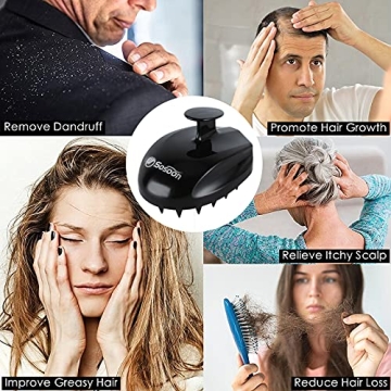 Shampoo Brush Hair Scalp Scrubber Head Massager for Stress Relax Hair Growth, Shower Hair Brush for Women Men Kids, Black